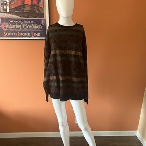 VINTAGE NORTHERN ISLES black multi patterned crew necked sweater